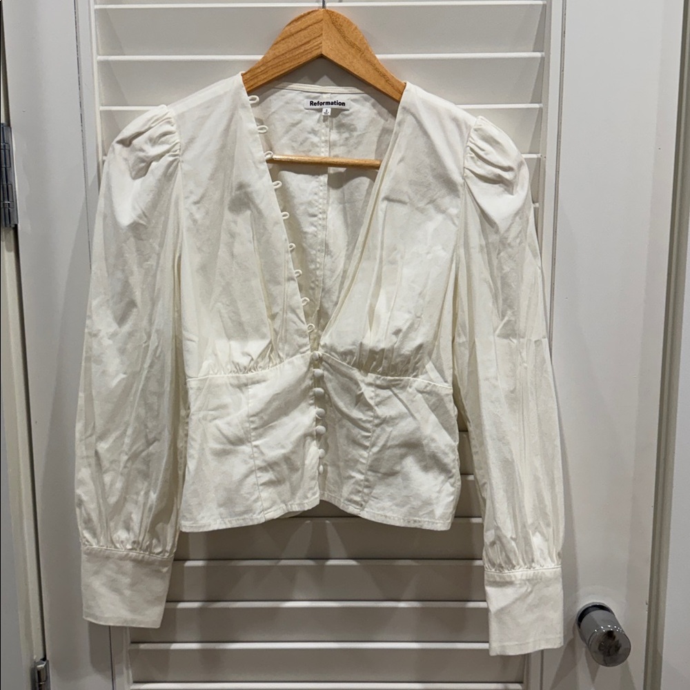 Reformation Cotton Puff Sleeve Blouse